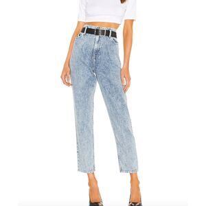 GRLFRND Teagan Pleated Straight Leg Denim Acid Wash‎ Sz 28